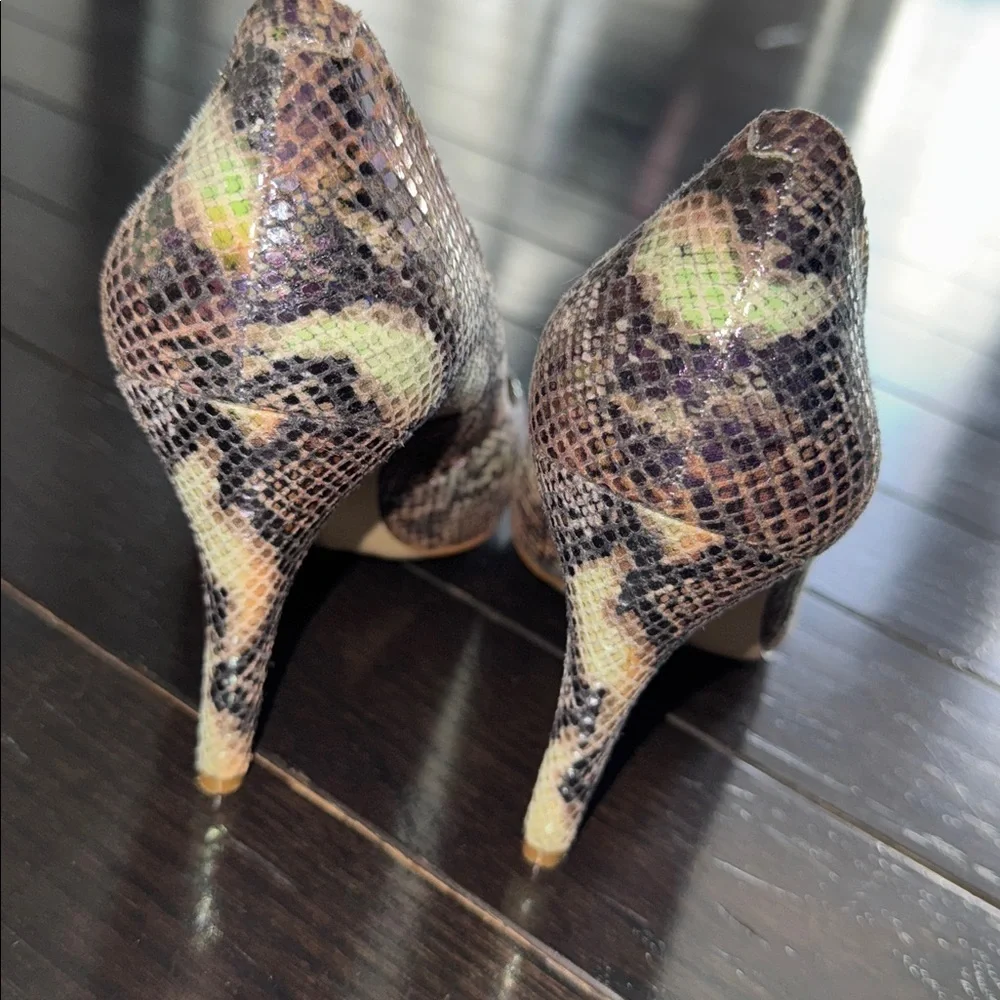BCBGeneration Treasure stiletto pumps in multi-color snakeskin print Size 7.5